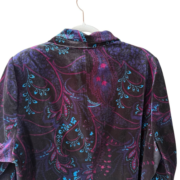 Michel Studio Black and Blue Paisley Velvet Blazer Size 26 Holiday Party Evening - Picture 10 of 12